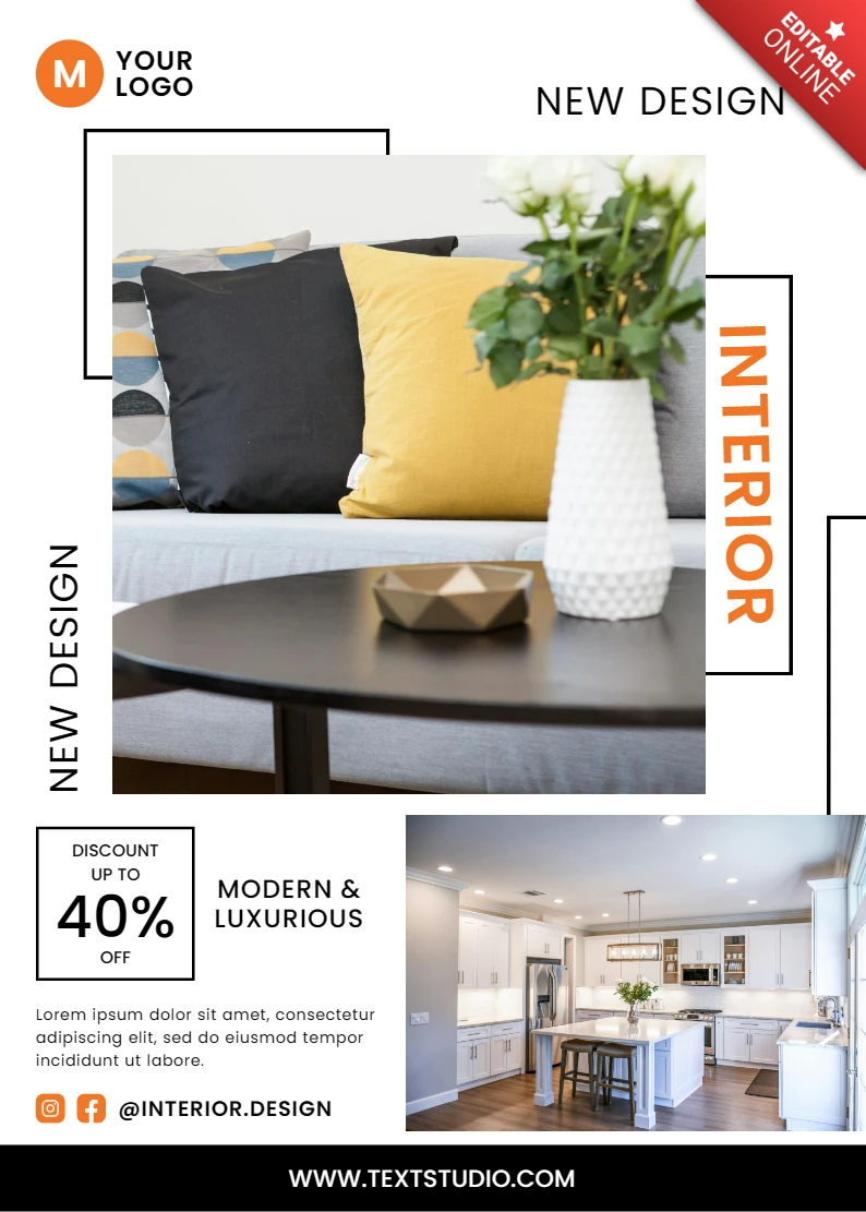 Modern Interior Design Template for Home Decor Promotion