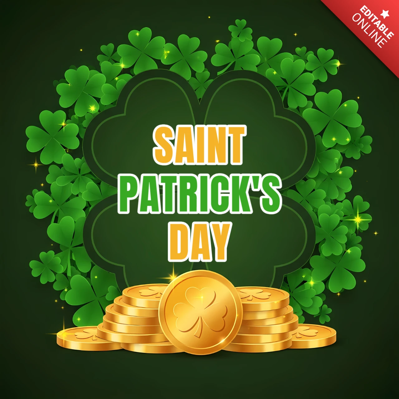 Saint Patrick's Day Design Template with Shamrocks and Gold Coins for Festive Flyers