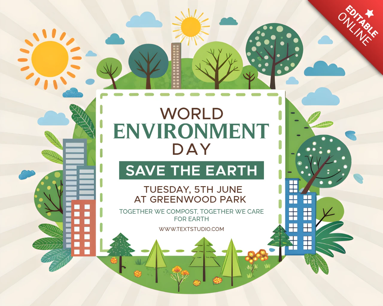 Modèle de conception d'arbres en ville pour la journée mondiale de l'environnement