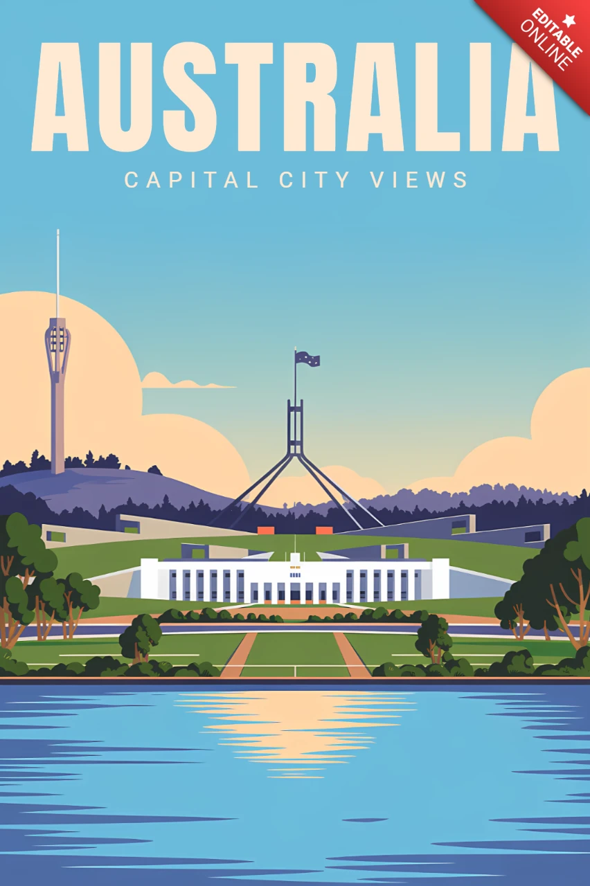 Australia Capital City Views Design Template for Posters
