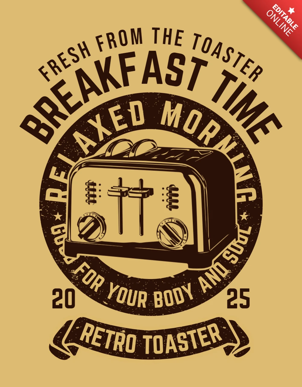 Tostadora retro hora del desayuno plantilla de diseño de camiseta
