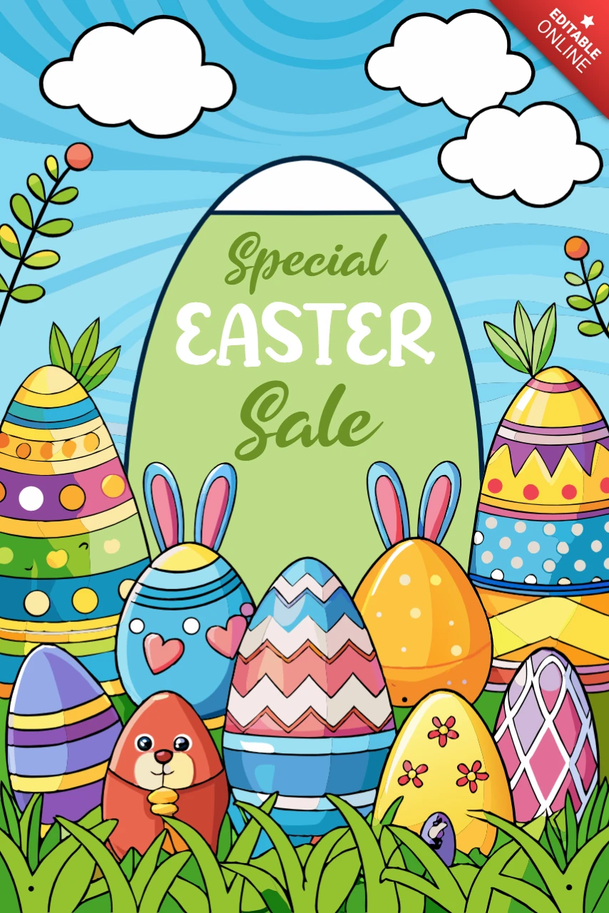 Modèle de conception de vente de Pâques colorée pour les promotions festives