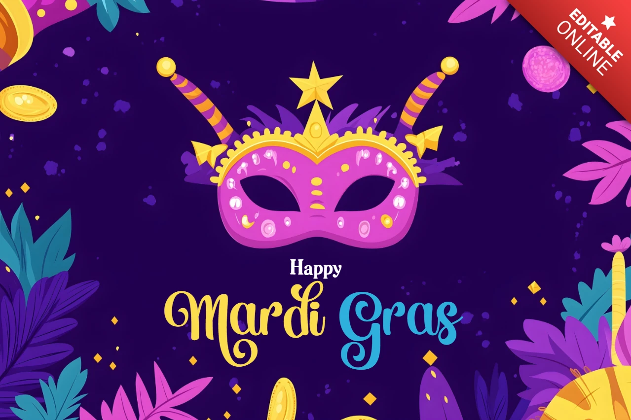 Motif de célébration du Mardi gras avec masques décoratifs et confettis
