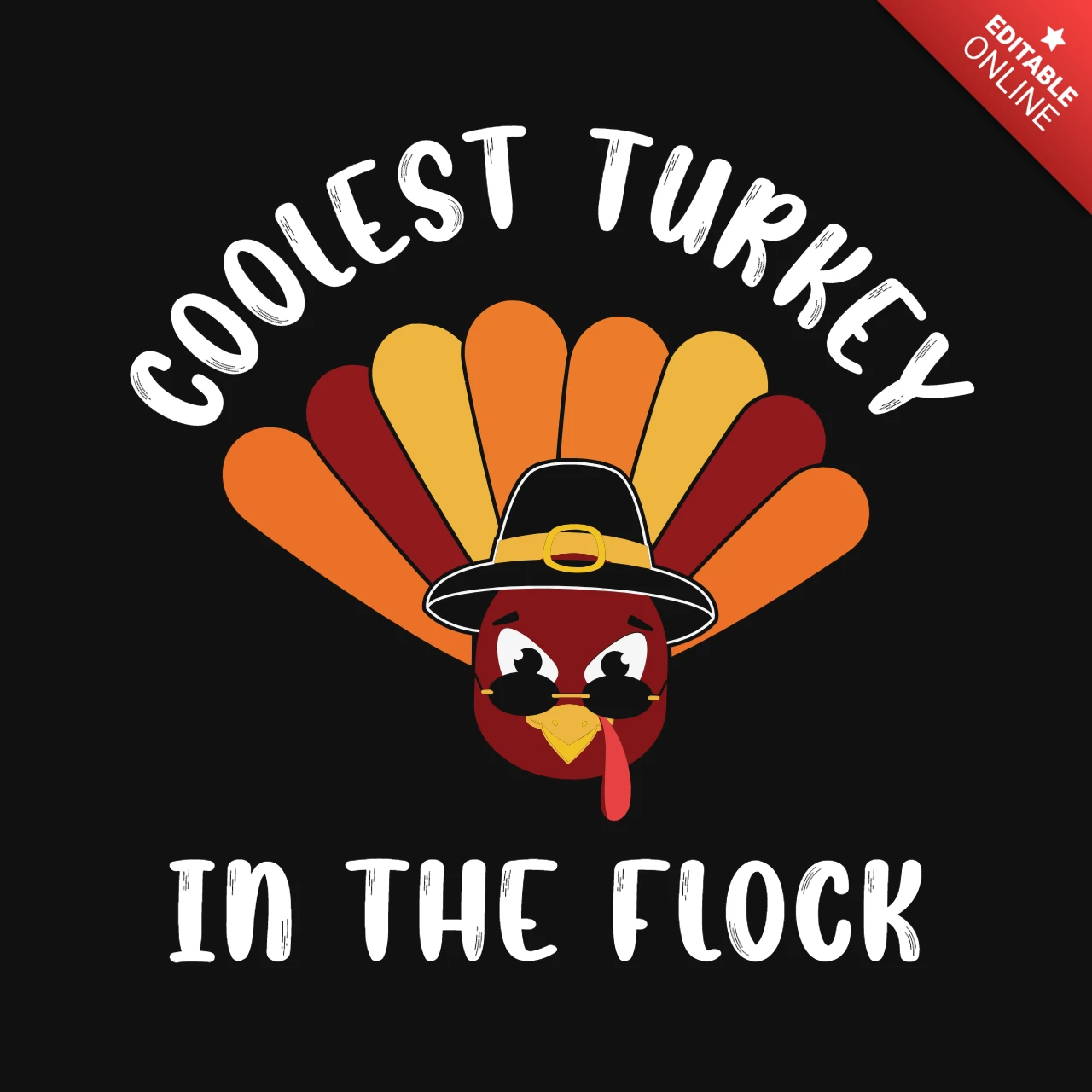 Coolste truthahn in der herde thanksgiving t-shirt design vorlage