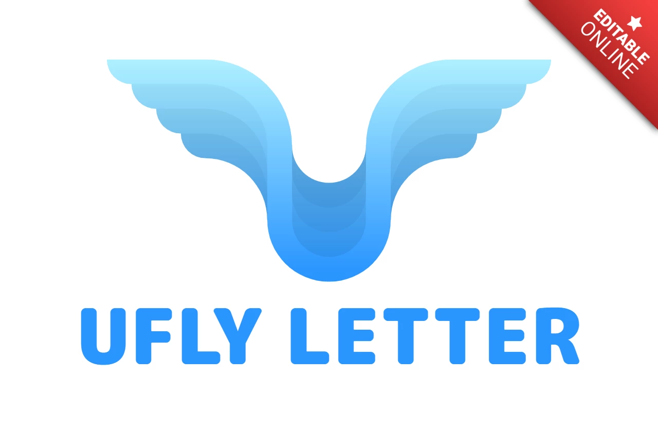 U volar carta moderna elegante plantilla de diseño de logotipo