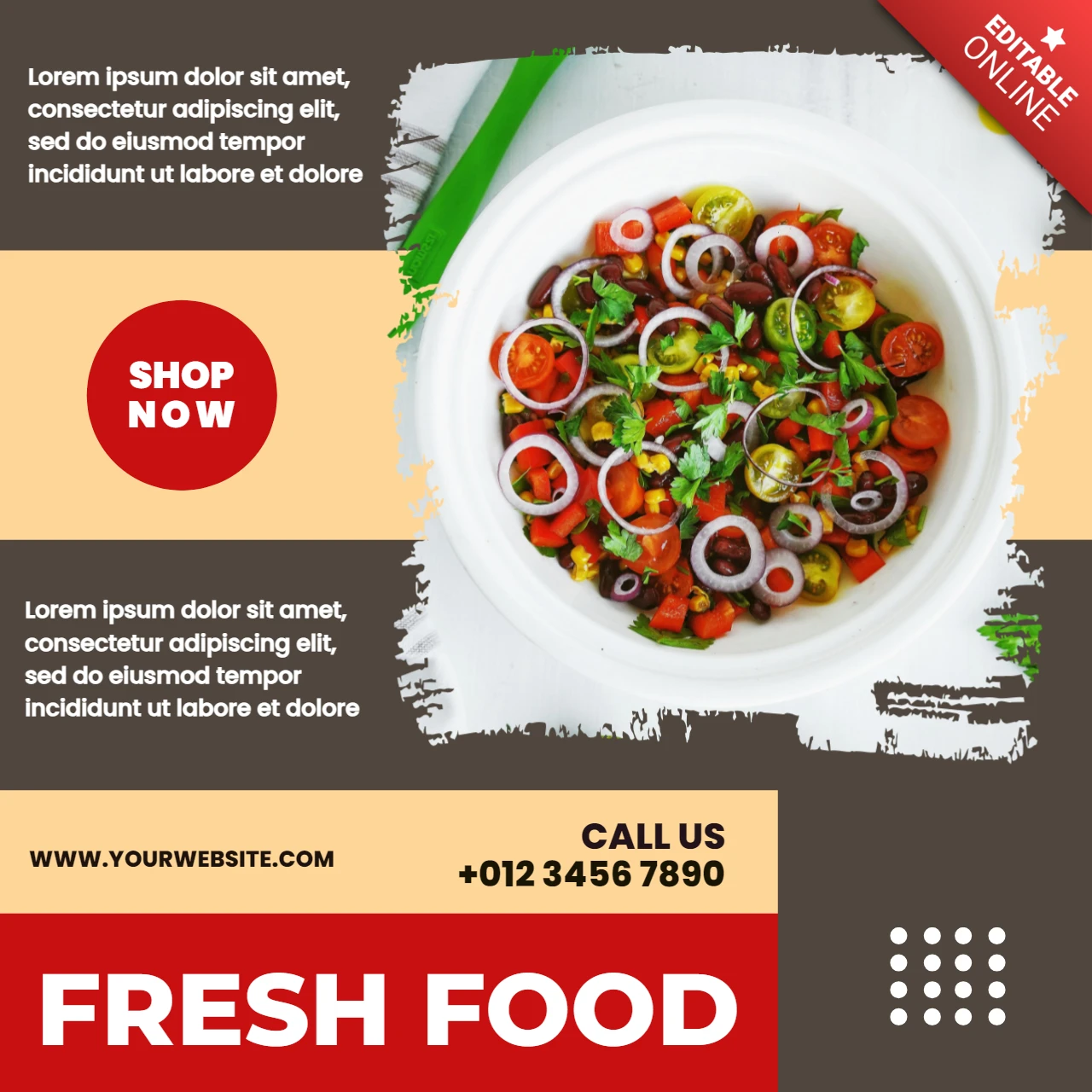 Textured Restaurant Advertising Instagram Post Design Template