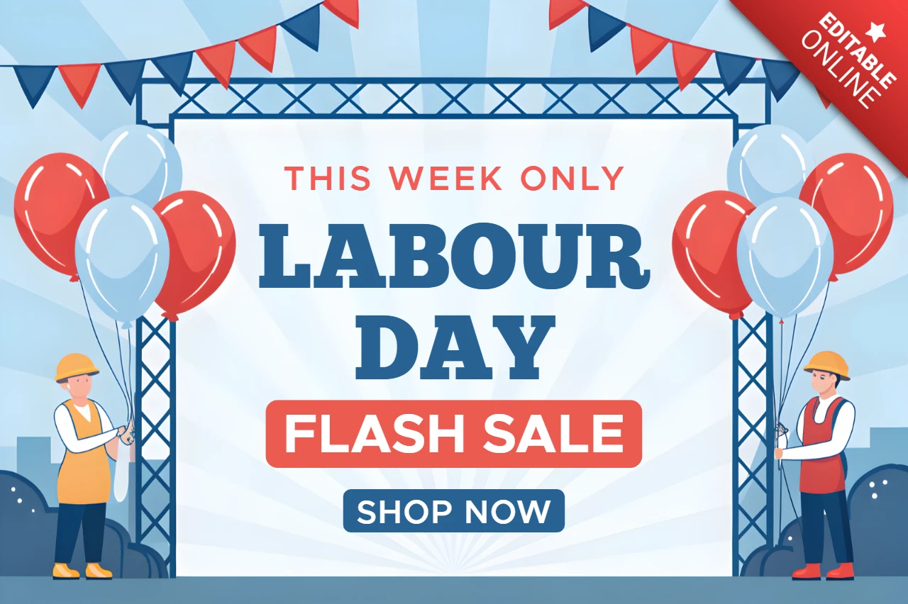 Labor Day Flash Sale Design-Vorlage - festliche und bunte Werbe-Layout