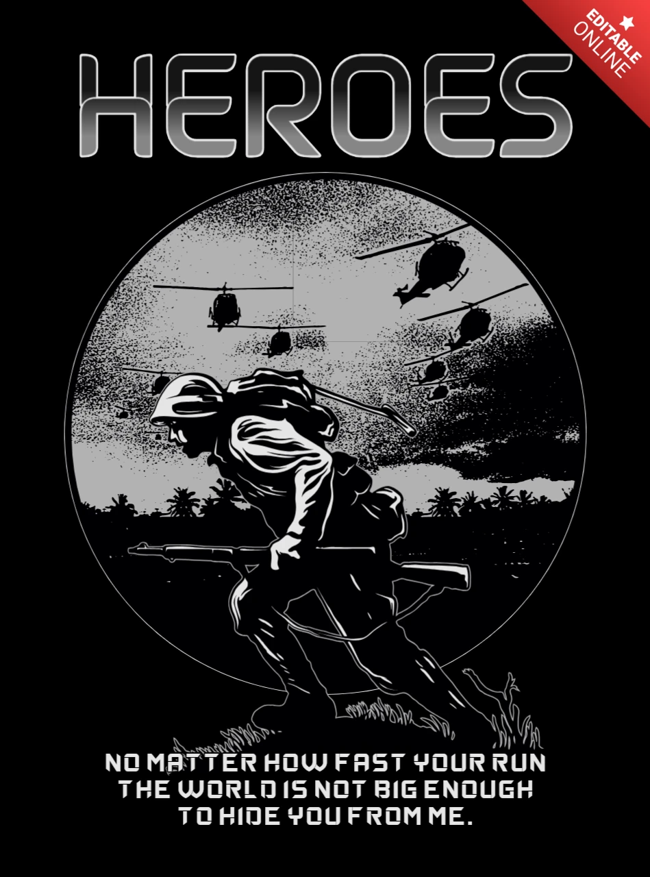 Modelo de design de camiseta de soldados americanos heróis