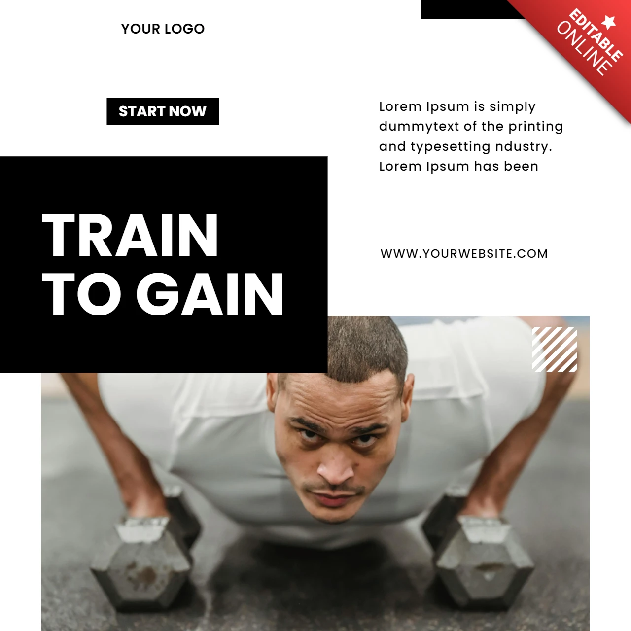 Modello di progettazione post social media centro bodybuilding