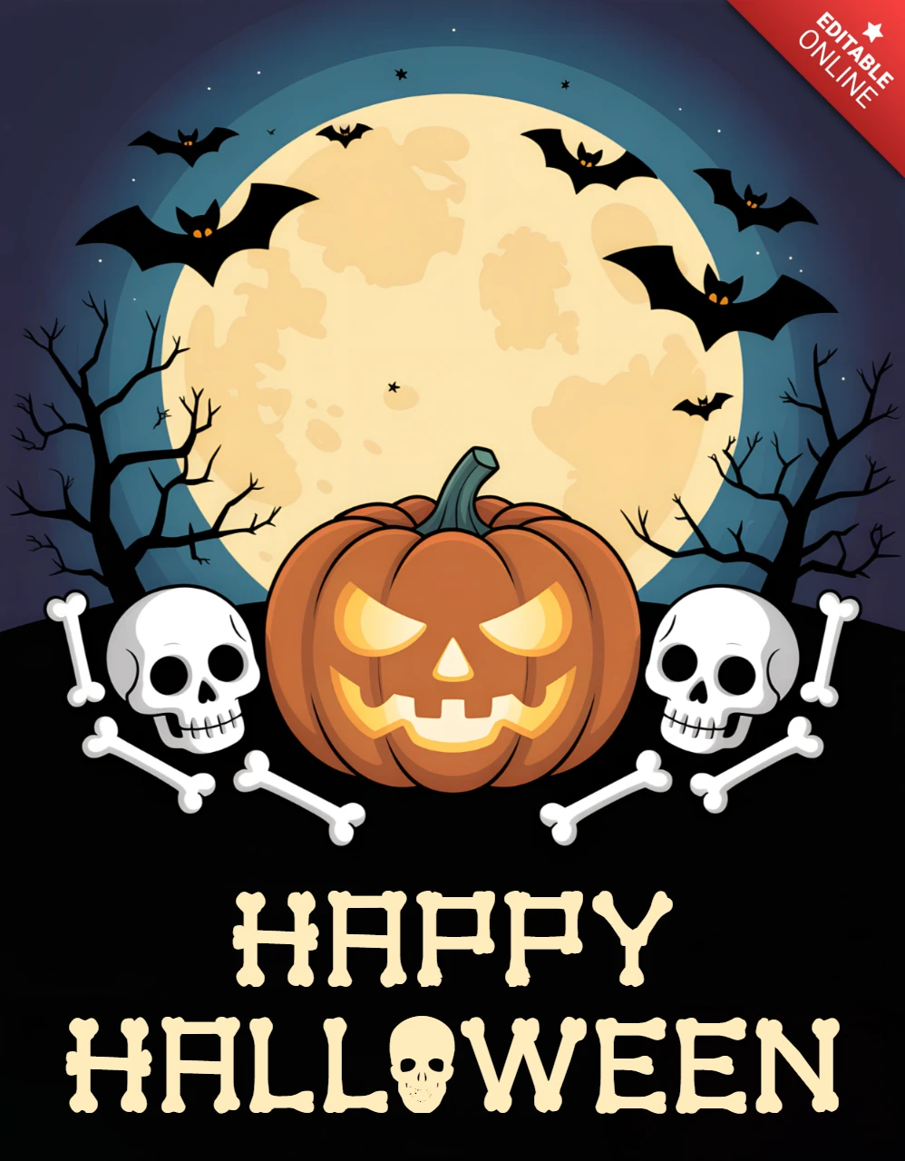 Spooky Halloween pompoen ontwerp sjabloon voor posters en decoraties
