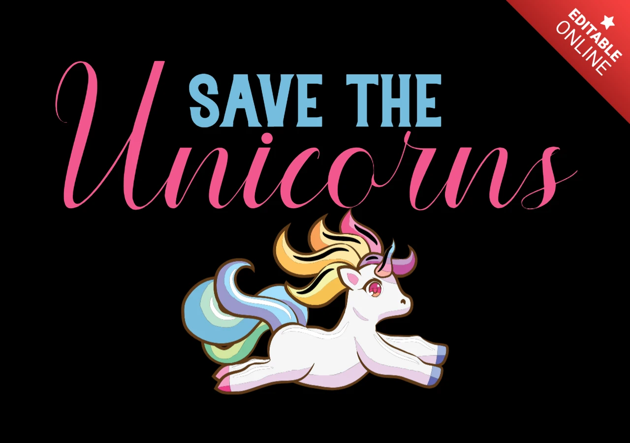Save The Unicorn Typography T-shirt Design Template
