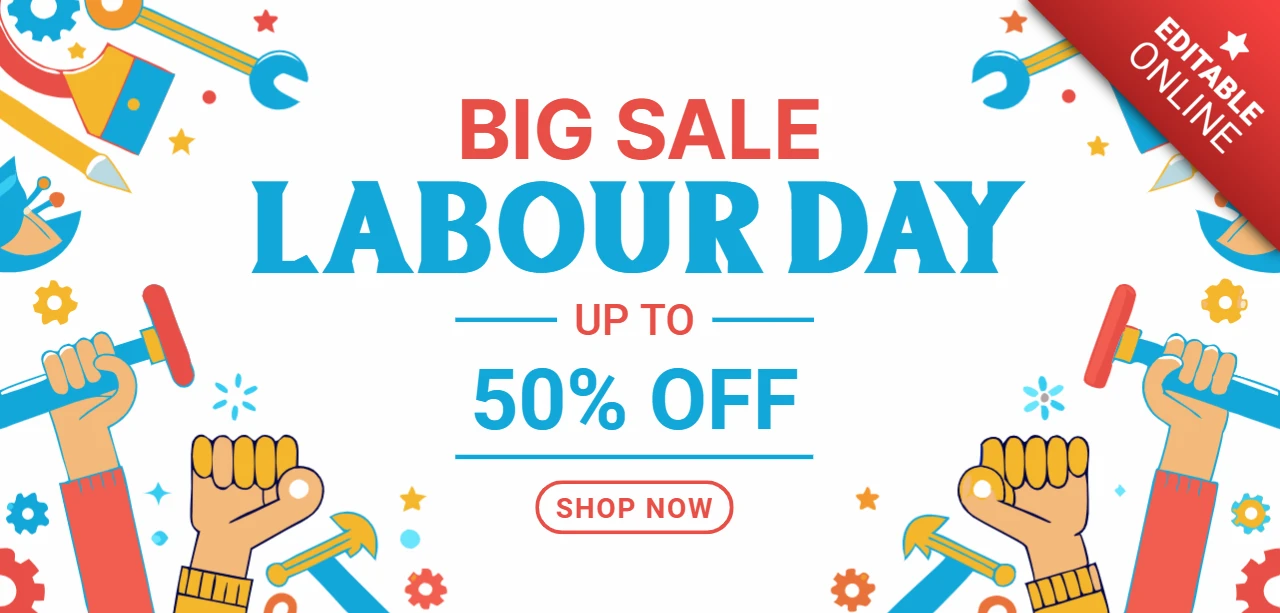 Labor Day Sale Design-Vorlage: bunte Retro-Stil mit Rabatten