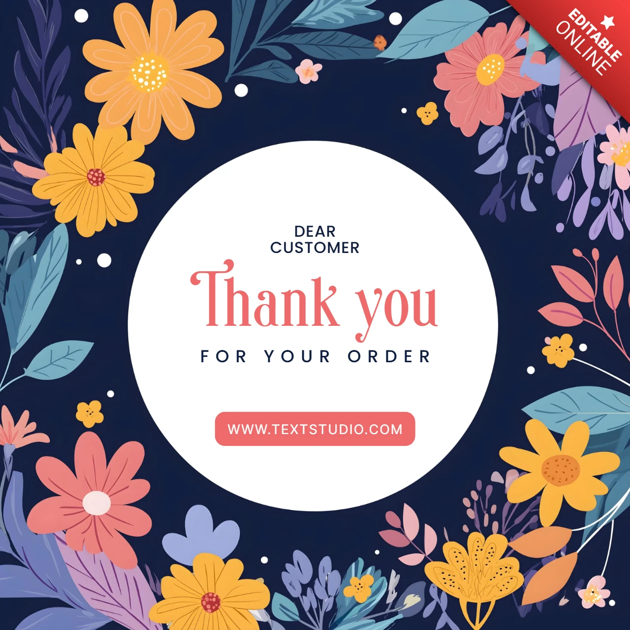 Bunte vintage floral danke karte vorlage