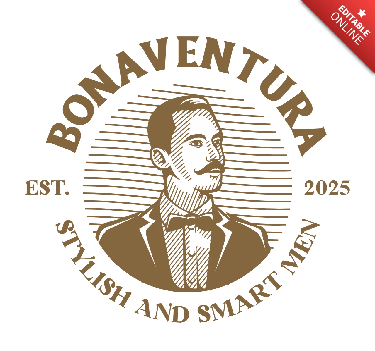 Plantilla de diseño de logotipo clásico de bigote de hombres retro vintage