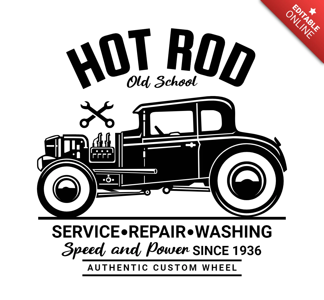 Modello di design per maglietta con cerniera vecchia scuola hot rod
