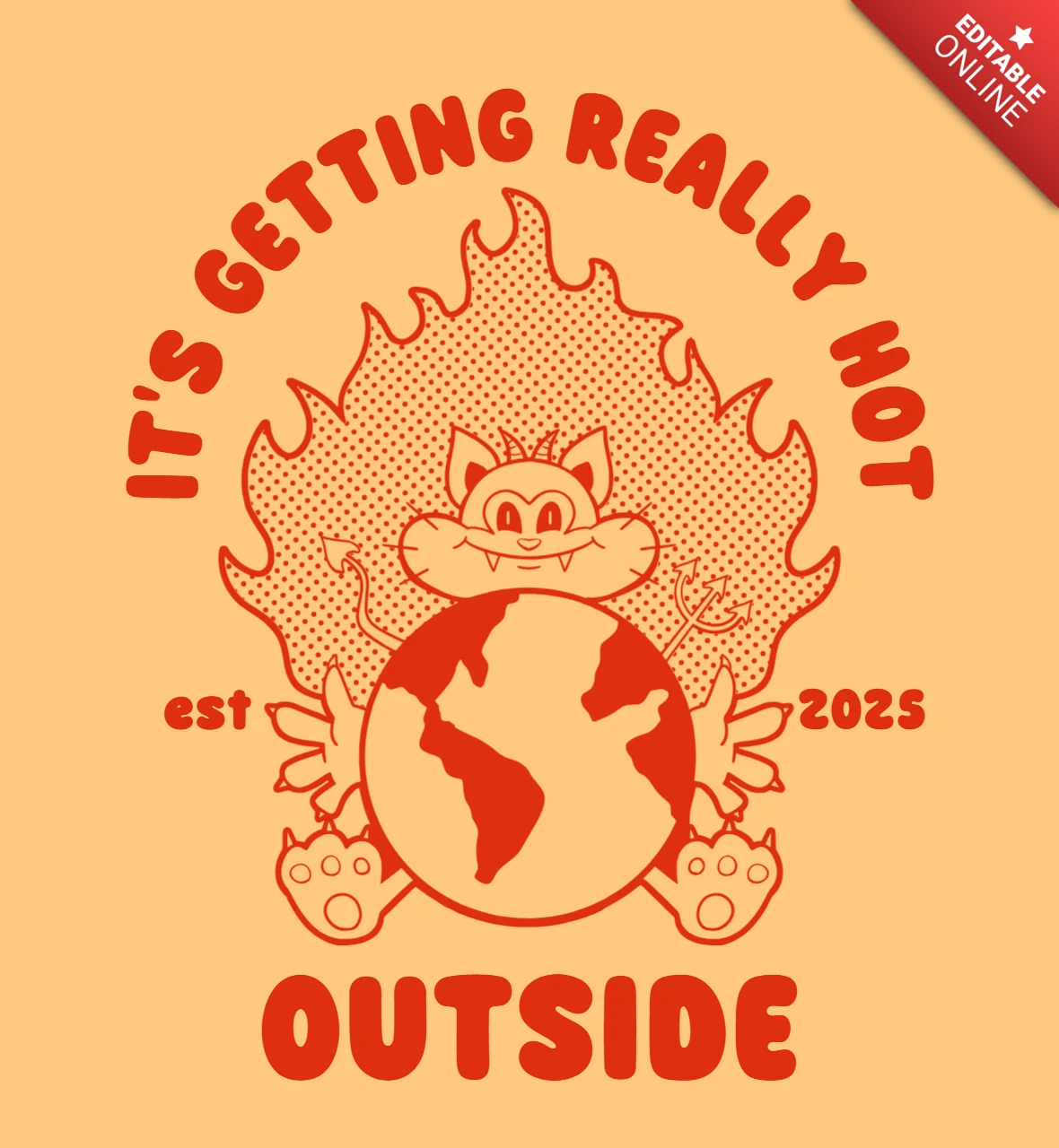 It's Getting Really Hot Outside Climate Awareness Cat T-Shirt Design Template