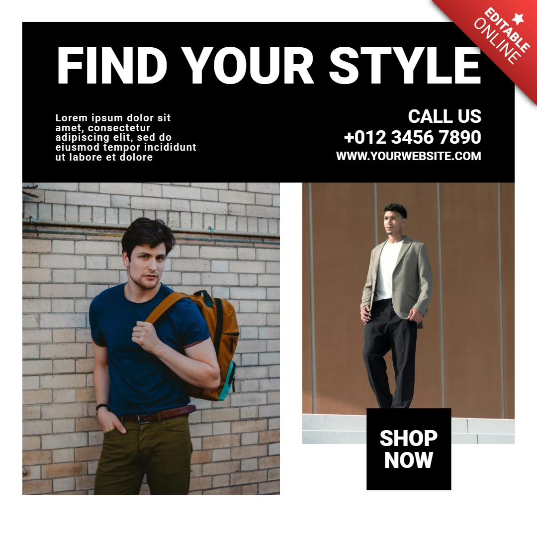 Minimalist Menswear Advertising Instagram Post Design Template