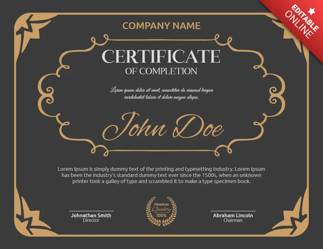 Elegant Vintage Frame Award Certificate Post Design Template