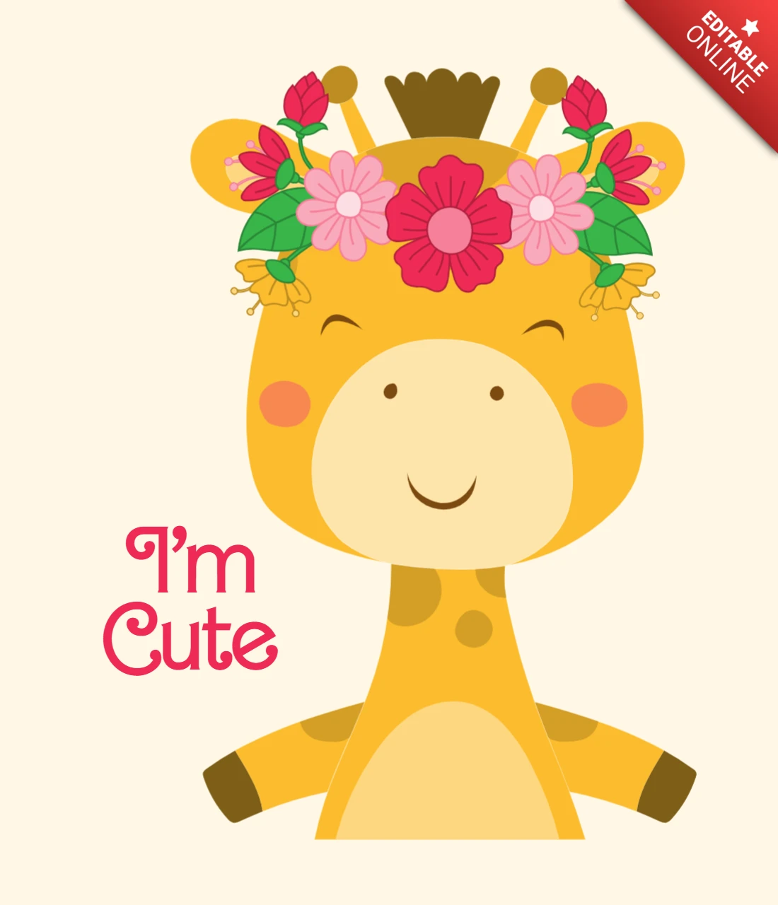 Adorable plantilla de diseño de jirafa para portada de libro de bebés y merch