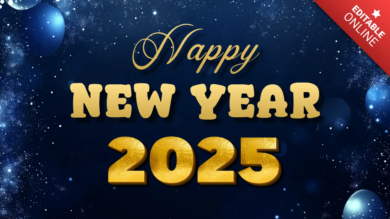 Frohes neues Jahr 2025 blau und gold Design Vorlage