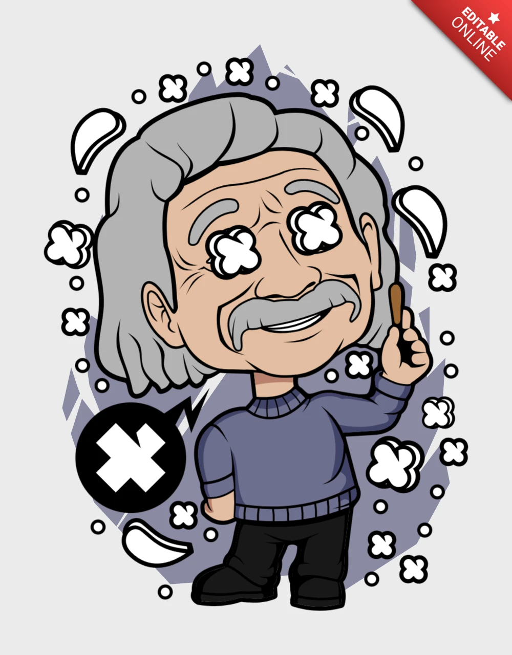 Einstein Cartoon Character Pop Culture Poster Design Template