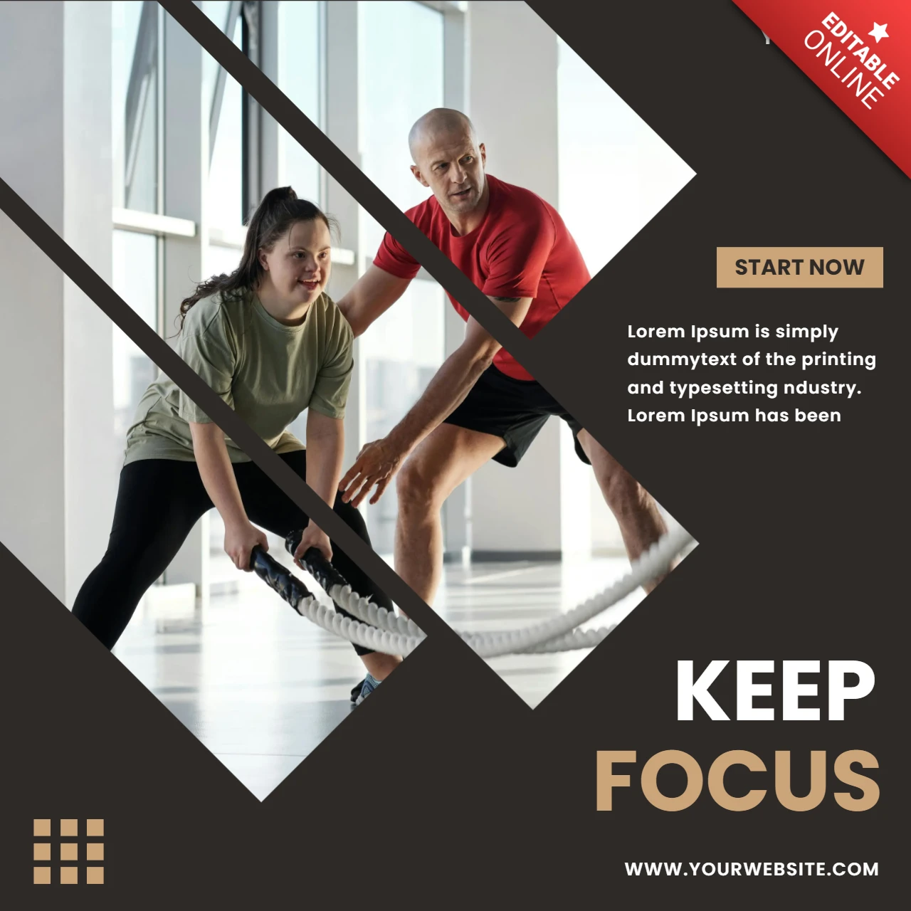 3 stripes modern collage instagram post design template