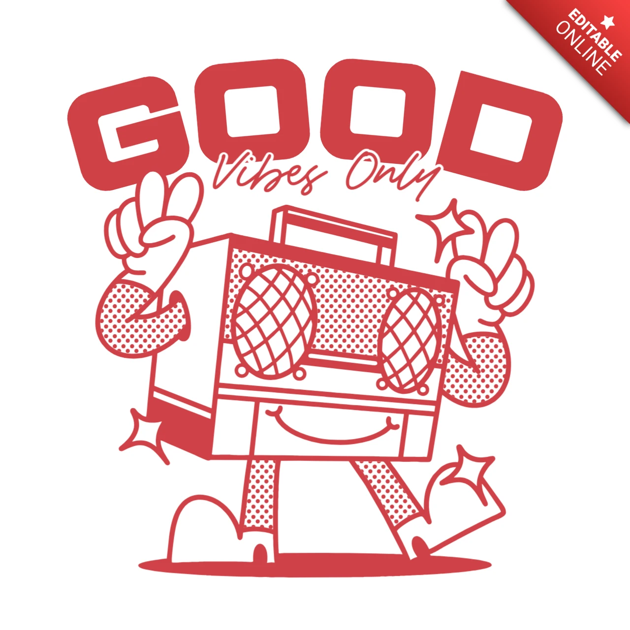Good Vibes Only Retro Illustration Template Design