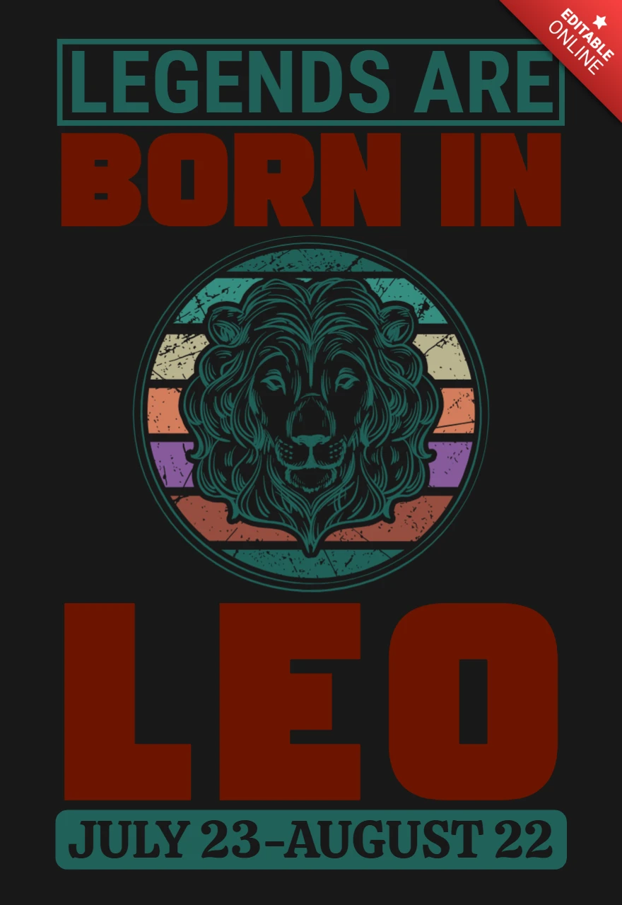 Legend Are Born In Leo Zodiac Sign T-Shirt Design Template