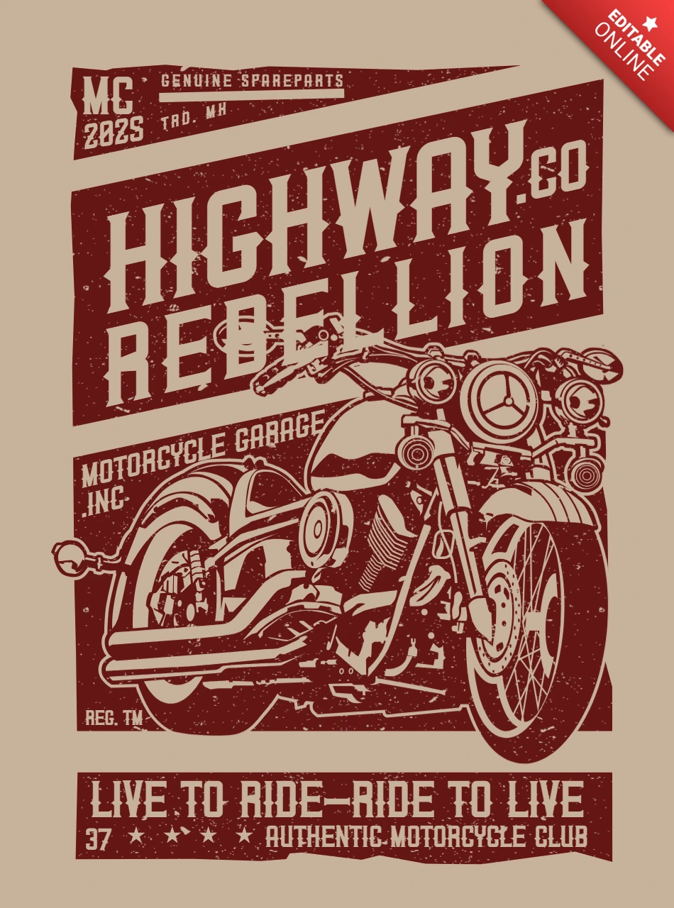 Motorfiets garage vintage t-shirt ontwerpsjabloon