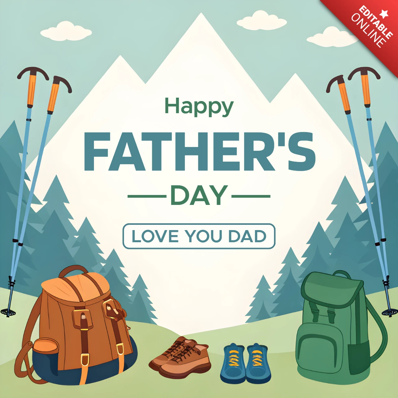 Adventure-Themed Father's Day Design Template for Outdoor Enthusiasts