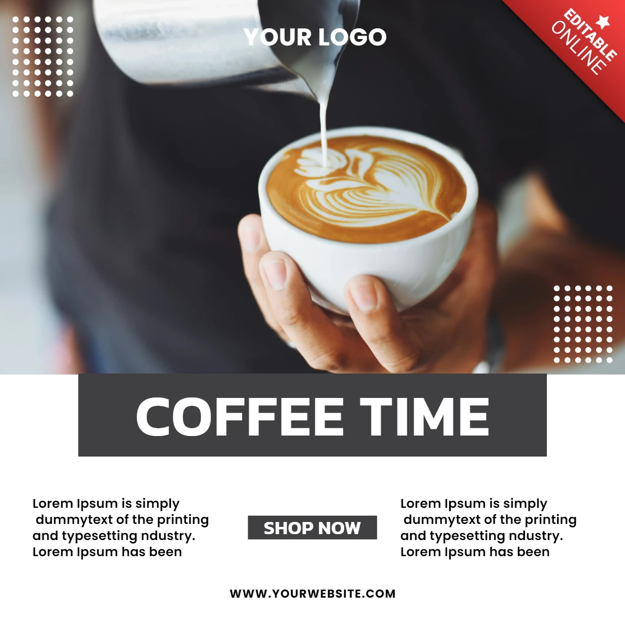 Modèle de conception de post instagram pour l'heure du café