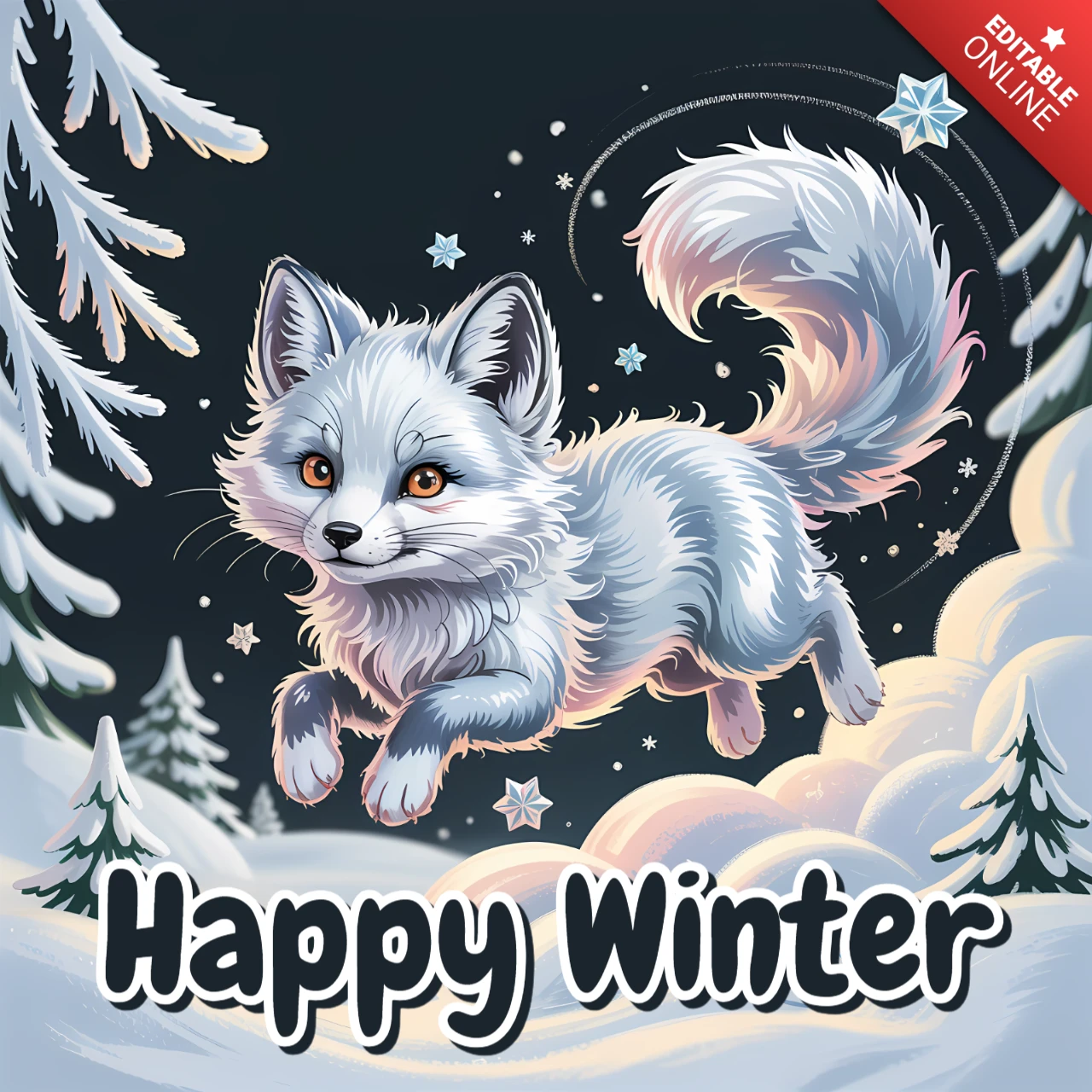 Winterfuchs-Designvorlage für Grußkarten