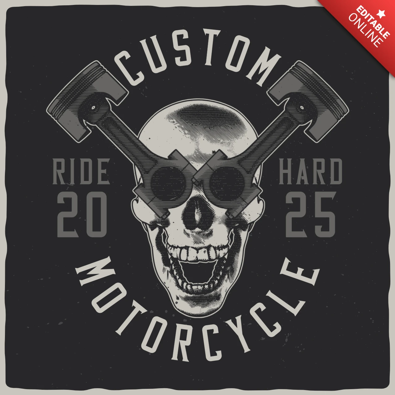 Aangepaste motor schedel t-shirt ontwerpsjabloon
