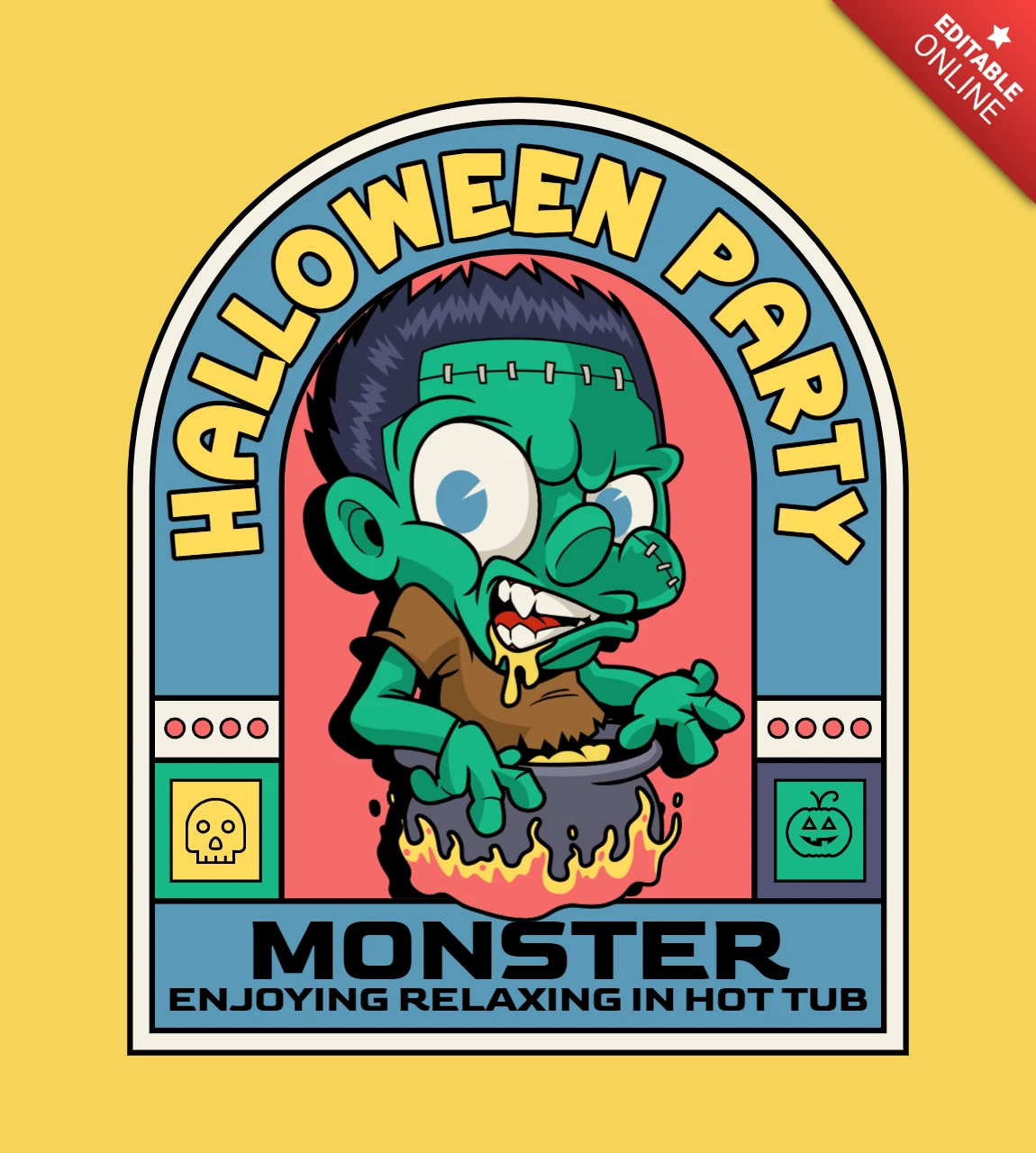 Halloween Party Display Frankenstein Poster Design Template