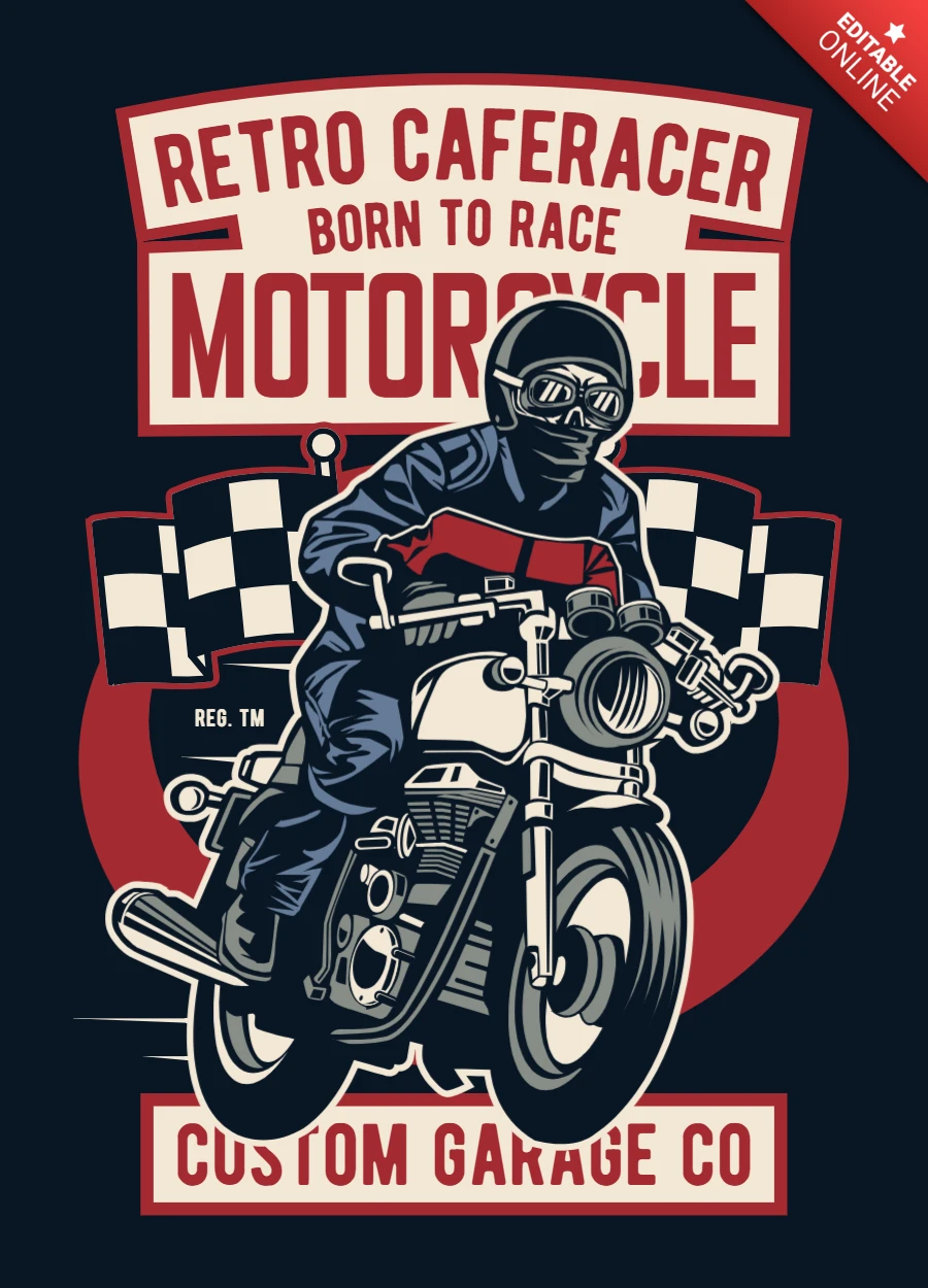 Retro Cafe Racer T-shirt Design Template