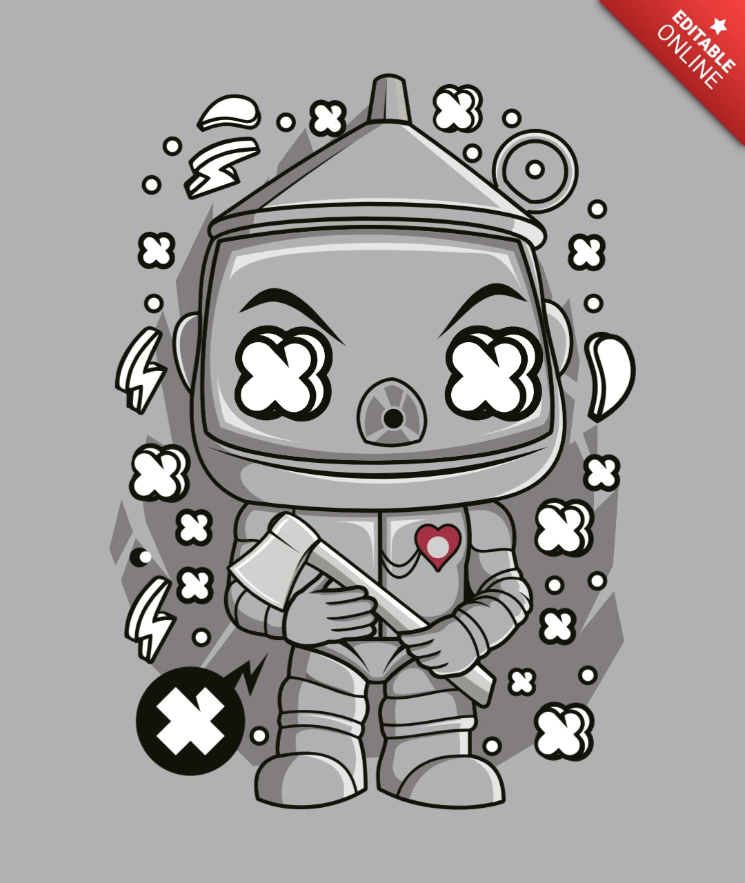 Tin Man Wonderful Wizard of Oz Pop Culture T-Shirt Design Template