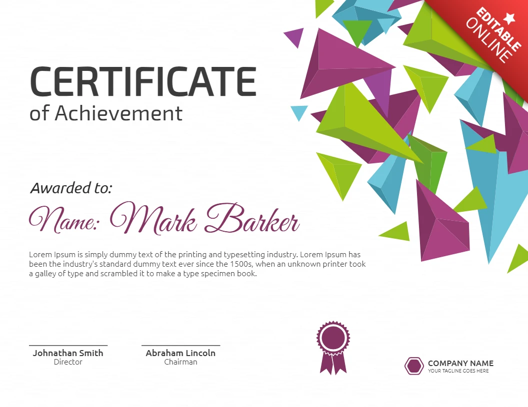 Abstracte moderne certificaat van voltooiing post ontwerpsjabloon