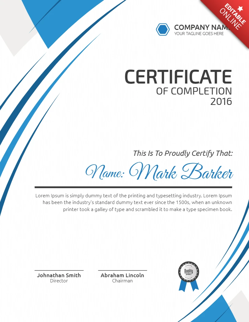 Abstract Corporate Award Certificate Post Design Template