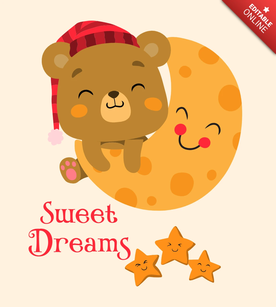 Plantilla de diseño de oso de dulces sueños para niños