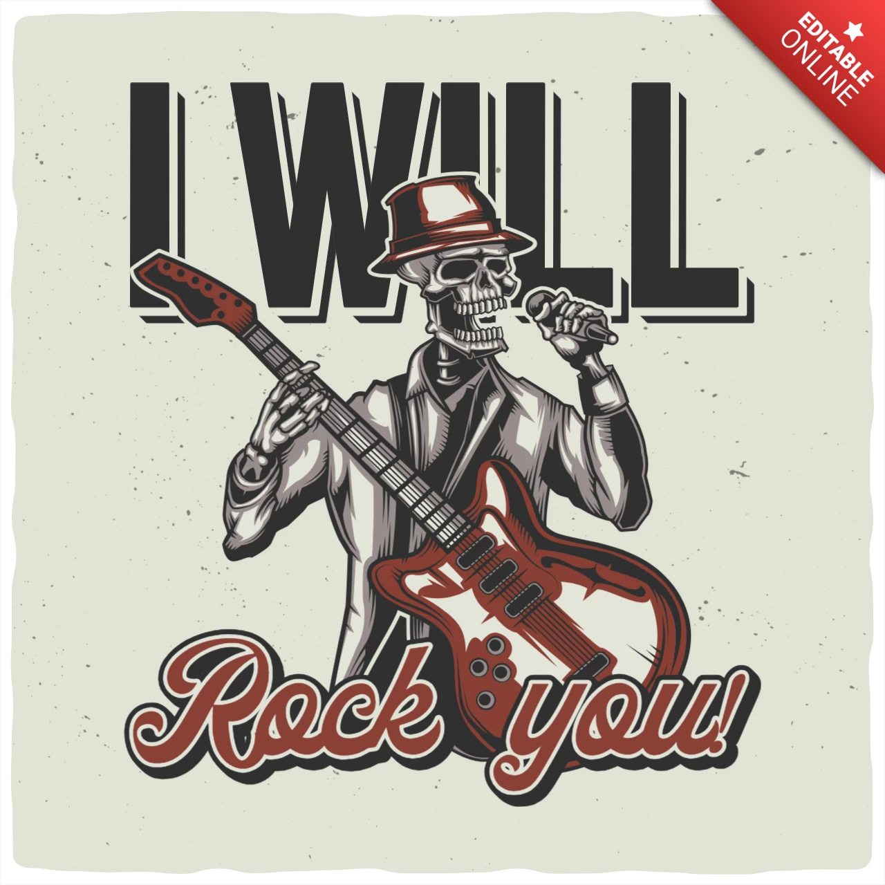 Vintage rockstar czaszki z szablonem projektu gitary