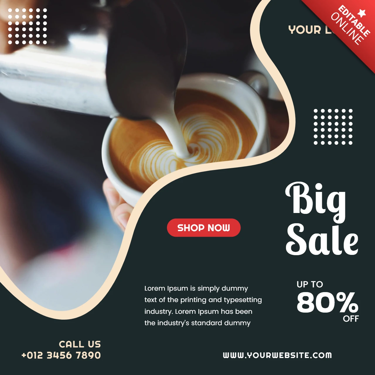 Coffee Shop Minimal Instagram Post Design Template