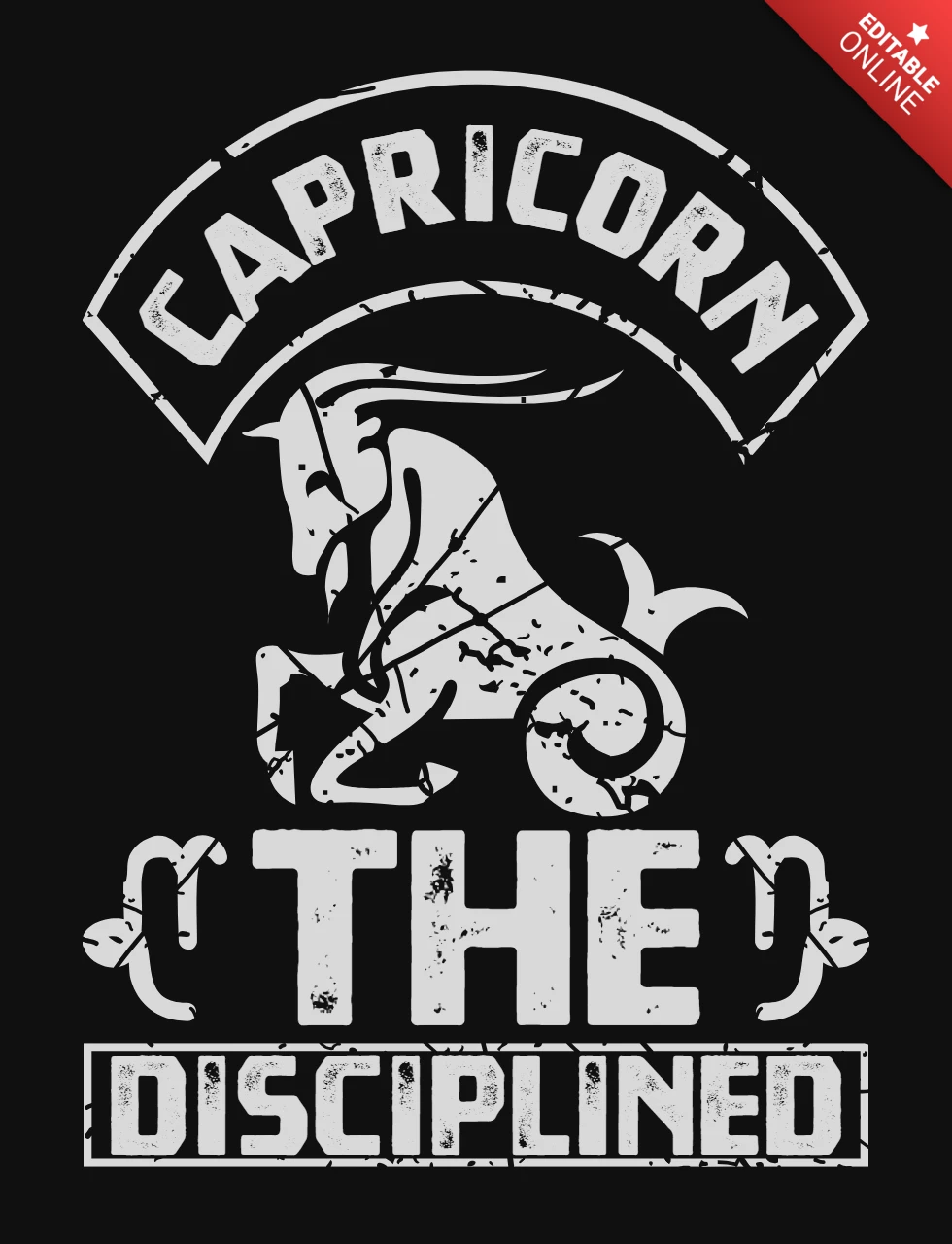 Le Capricorne, la chèvre disciplinée du zodiaque, avec un modèle de t-shirt vintage en relief