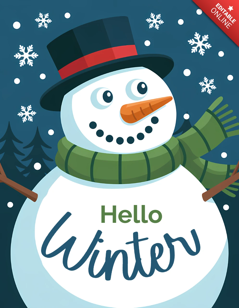 Winterwunderland Schneemann Designvorlage für Grußkarten