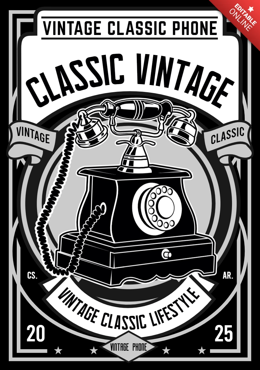 Classic Vintage Telephone T-shirt Design Template