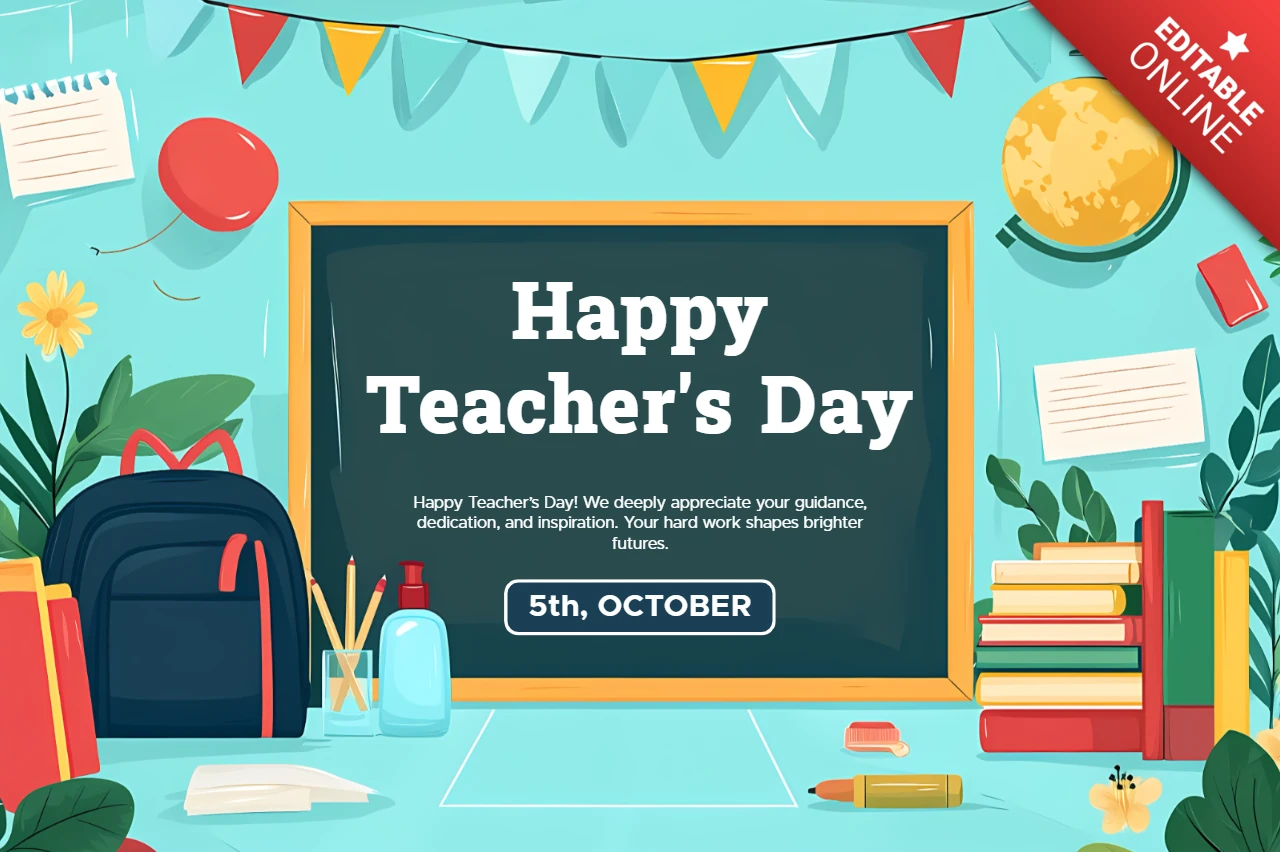 Happy teacher's day editierbare Vorlage - bunt und verspielt Design
