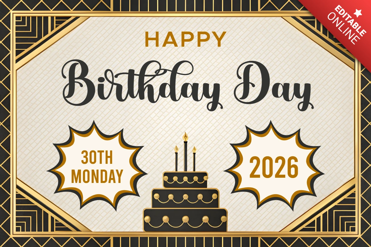 Elegant Art Deco Birthday Day Template Design for 2026 Celebrations