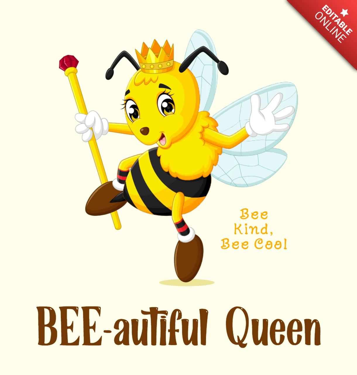 Bee-autiful Queen Design Template for Kids' Printable Entertaining Merchandising