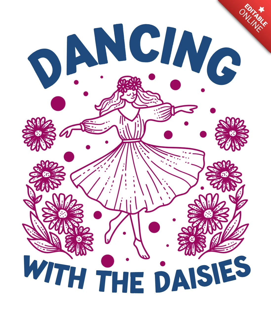 Modèle de design floral "Dancing with the daisies" pour t-shirts