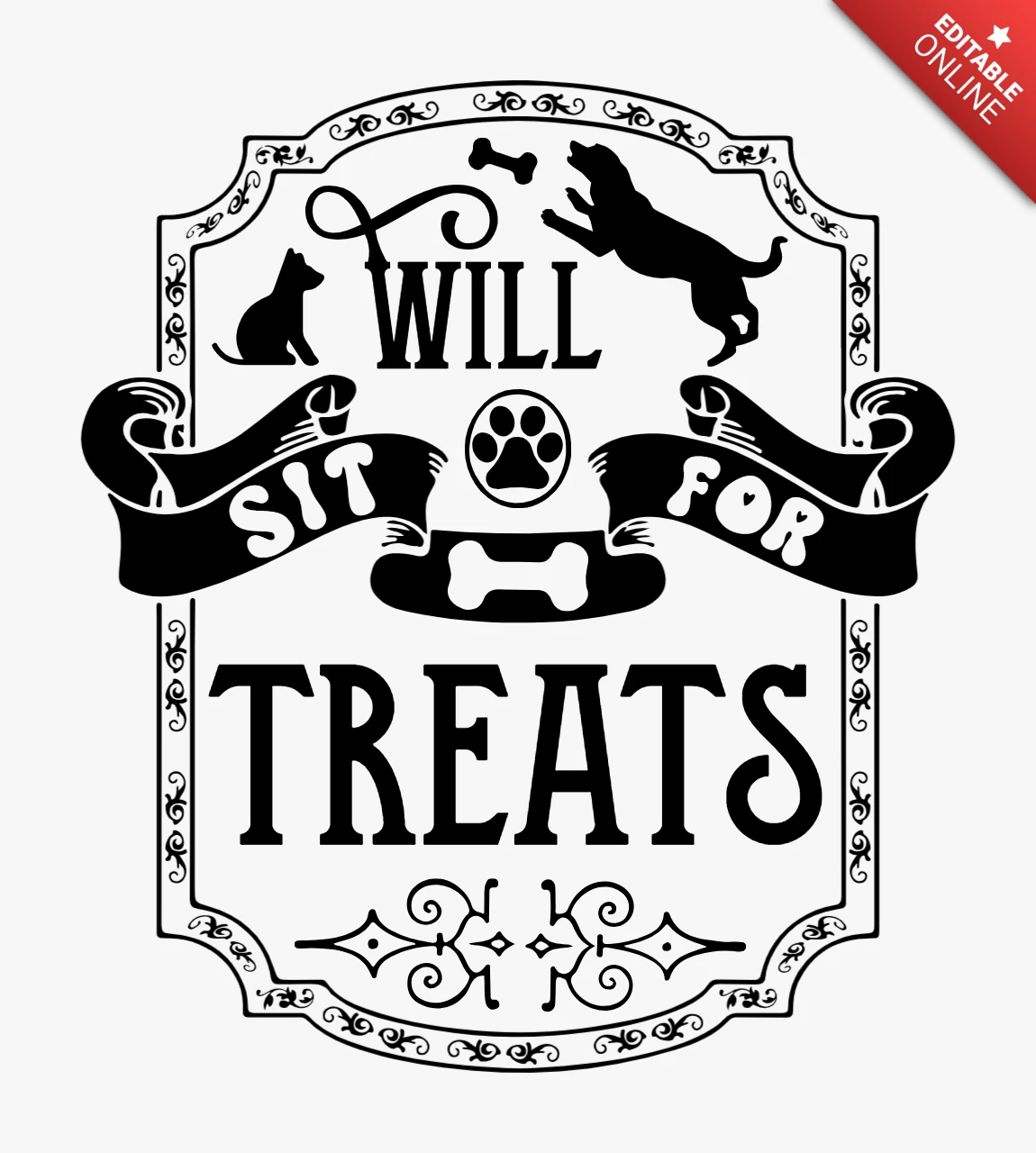 Will Sit For Dog Treats T-shirt Design Template