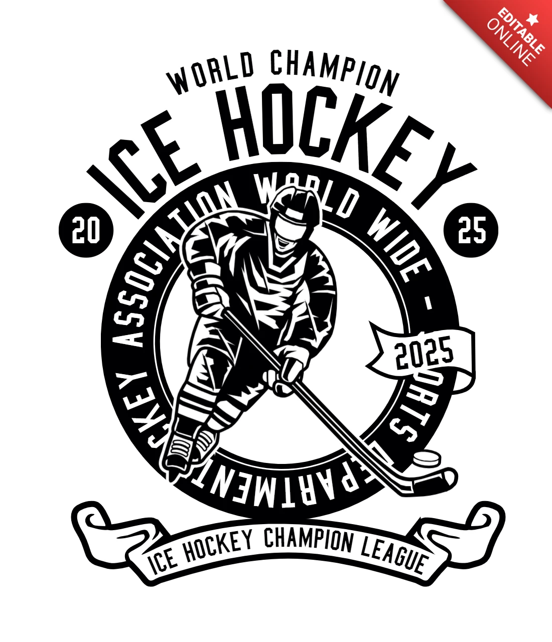 Ice Hockey Champion League T-shirt Design Template